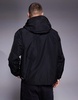 Armani Exchange hooded windbreaker jacket with logo in black