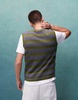 ASOS DESIGN fluffy knitted stripe vest in khaki