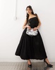 Amy Lynn Alexa puffball shoulder tie midi dress in lace in black