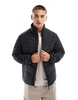 Jack & Jones packable padded jacket with standing collar in black