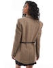 ASOS DESIGN oversized strong shoulder belted blazer in mocha