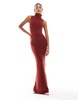 Aria Cove knitted roll neck sleeveless maxi sweater dress in rust