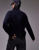 ARKET wool sweater with high neck and deep cuffs in navy blue