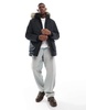 Jack & Jones parka with detachable faux fur hood in black