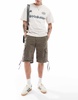 ADPT oversized t-shirt with football inspired chest print in cream