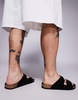 ASOS DESIGN two strap sandals in black with cork soles