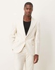 ASOS DESIGN skinny suit jacket with linen in cream