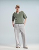 ASOS DESIGN relaxed boxy fit knitted polo with 3/4 length sleeves in sage green