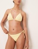Stradivarius crinkle tie side bikini bottom in yellow