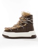 ASOS DESIGN lace up hiker boots in tan with borg