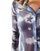 Monki long sleeve sheer collar shirt in blue star print
