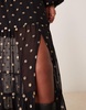 ASOS DESIGN Curve metallic dot maxi skirt in black & gold