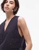 ARKET mix and match pure wool tailored vest with wrap front in navy blue