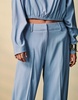 ASOS DESIGN tailored barrel leg pants with turn up hem in light blue - part of a set