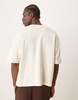 ASOS DESIGN oversized boxy waffle t-shirt with notch neck in cream