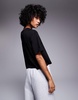 Armani Exchange cropped t-shirt with embellished logo in black