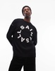 AllSaints Diageo logo distressed knit sweater in black