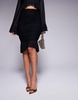 AFRM Pru high neck mesh ruched skirt in black - part of a set