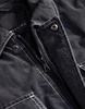 ASOS DESIGN oversized cropped wadded jacket with contrast stitch in black wash