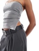 Bershka ruched side glitter bandeau in silver