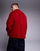 ASOS DESIGN super oversized boxy fit knitted crew neck sweater with rib detail in red