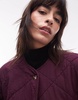 Topshop washed quilted liner jacket in burgundy