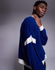 ASOS DESIGN super oversized boxy crew neck sweater in blue