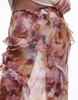 Topshop Ruffle Sheer Maxi Skirt in splodge tie dye