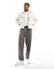Bershka boxy zip through jacket in ecru