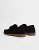 ASOS DESIGN tassel loafers in black suede with natural sole
