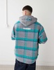 Aape By A Bathing Ape long sleeve hooded shacket in blue and gray check