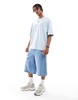 Bershka basic oversized t-shirt in blue