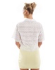 Brave Soul short sleeve lace detail shirt in white