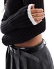 Bershka contrast trim high neck sweater in black & white