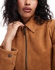 ASOS DESIGN suede top collar jacket in tan