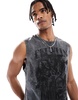 Bershka oversized tank top in washed gray