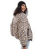 Bershka reversible padded jacket in black & leopard print