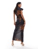 ASOS DESIGN draped one shoulder high neck midi dress in abstract floral print
