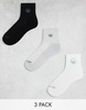 adidas Originals Unisex PRM 3 pack quarter socks in gray multi