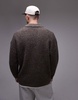 Topman oversized fit boucle polo shirt in heathered brown
