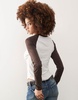 Reclaimed Vintage long sleeve raglan t-shirt with horse print in cream and brown