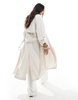 Stradivarius crinkle trench coat in ecru