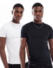 ASOS DESIGN essential 2 pack muscle fit t-shirts in black and white