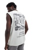 ASOS DESIGN oversized tank top in gray with abstract back print
