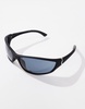ASOS DESIGN curved frame sunglasses with smoke lens in matte black