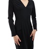 ASOS DESIGN long sleeve seam detail v-neck midi dress in black