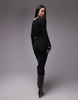 ARKET knitted rib midaxi dress with twisted drape detail in black