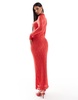 Aria Cove lace high neck long sleeve maxi dress in red