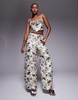 ASOS LUXE jacquard barrel leg pants in floral - part of a set