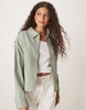 ASOS DESIGN twill top collar jacket in stripe